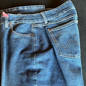 Wrangler premium patch jeans. Medium wash bootleg